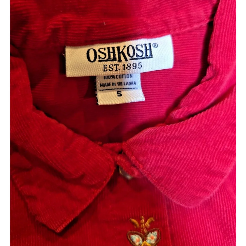VTG 90’s Oshkosh B’Gosh Red Corduroy Dress Girls Size 5 Western Embroidery